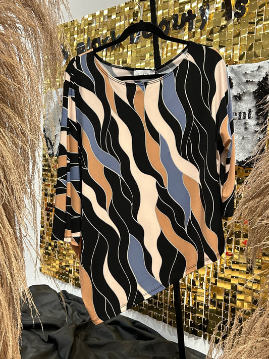 RA - cream black & peach and blouse size 8