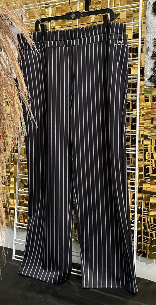 RA - Black With Gray Stipe Pant*