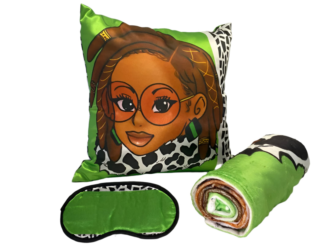 DBD - Goddess Locs Throw Blanket, Pillowcase, Eye Mask 3 Piece Set