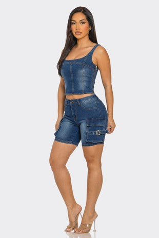 N2B - Denim Short Set